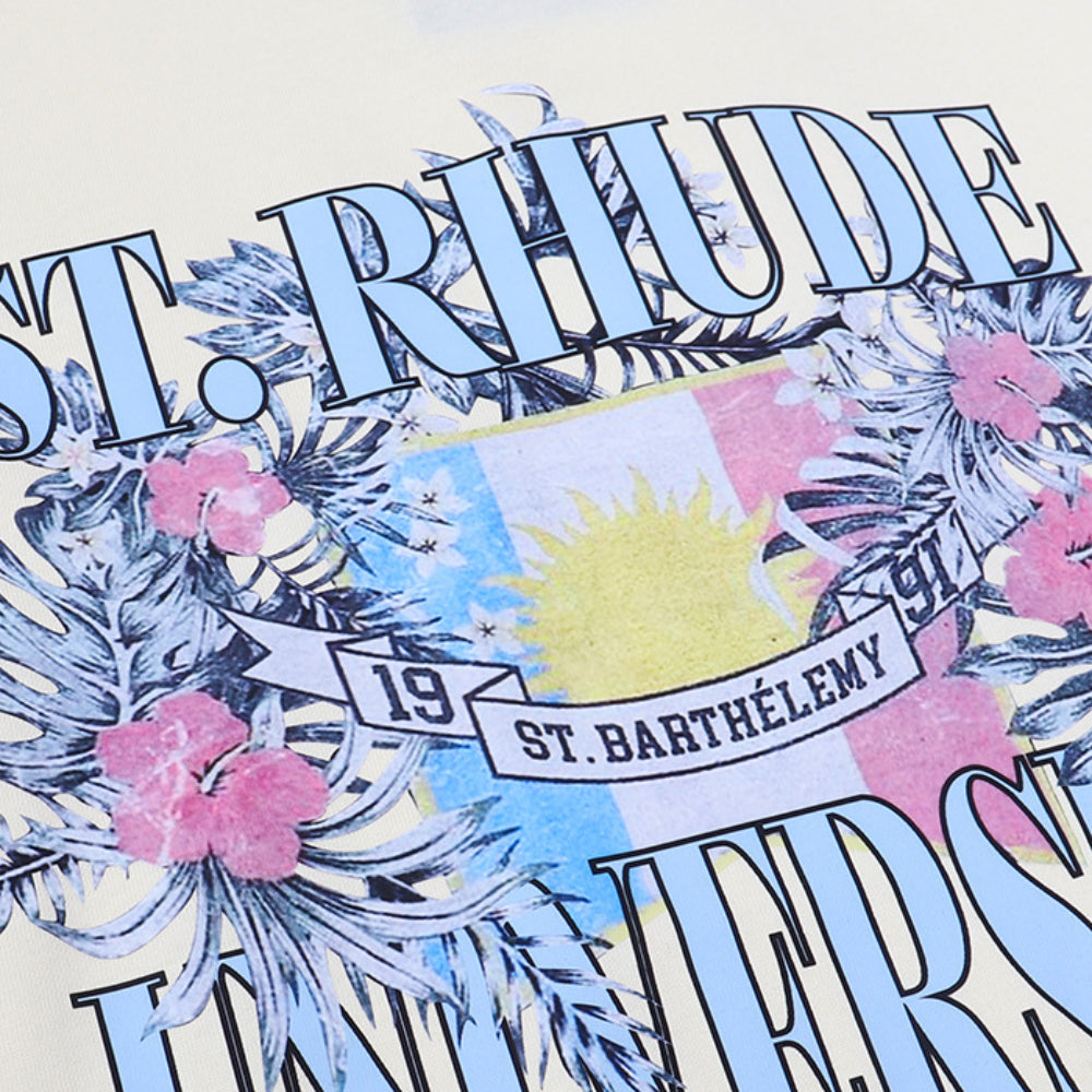 Rhude T-shirt Flag Floral Print Short Sleeve T-shirt