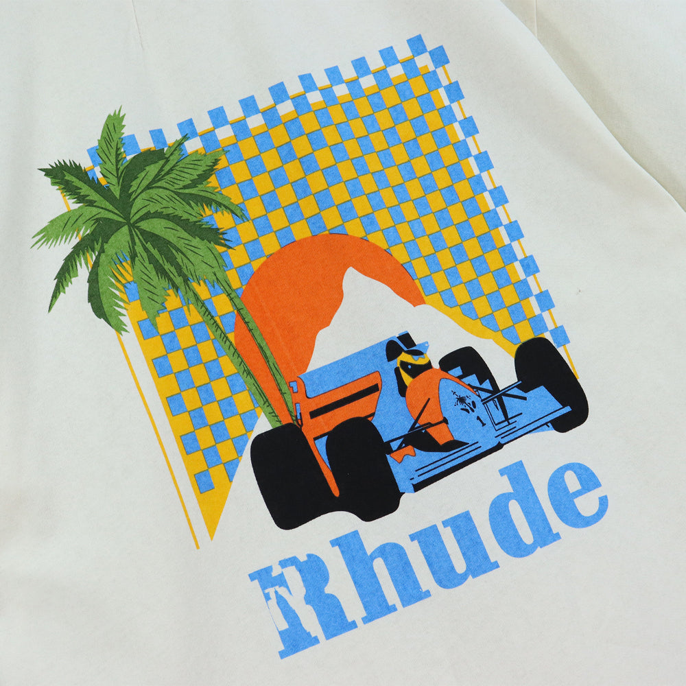 Rhude T-shirt Sunset Coconut Racing Printed Short Sleeve T-shirt