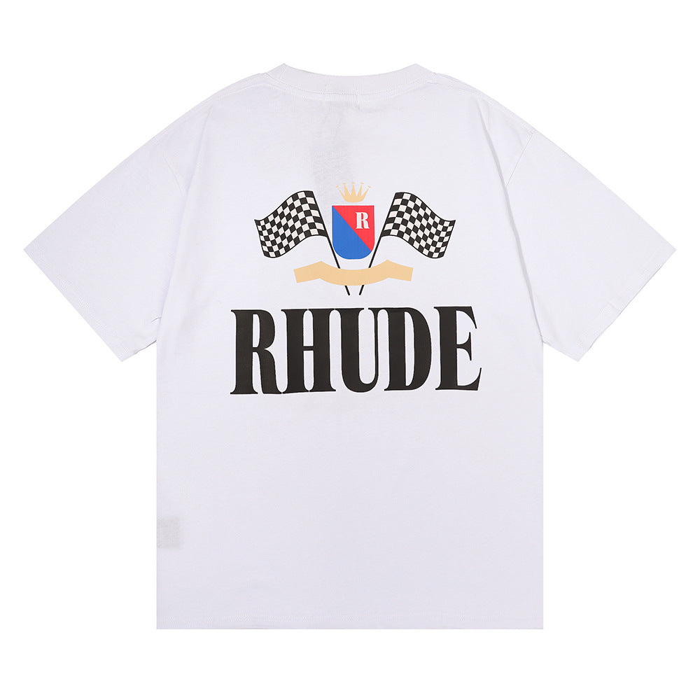 Rhude T-shirt Alphabet Flag Print Short Sleeve T-shirt