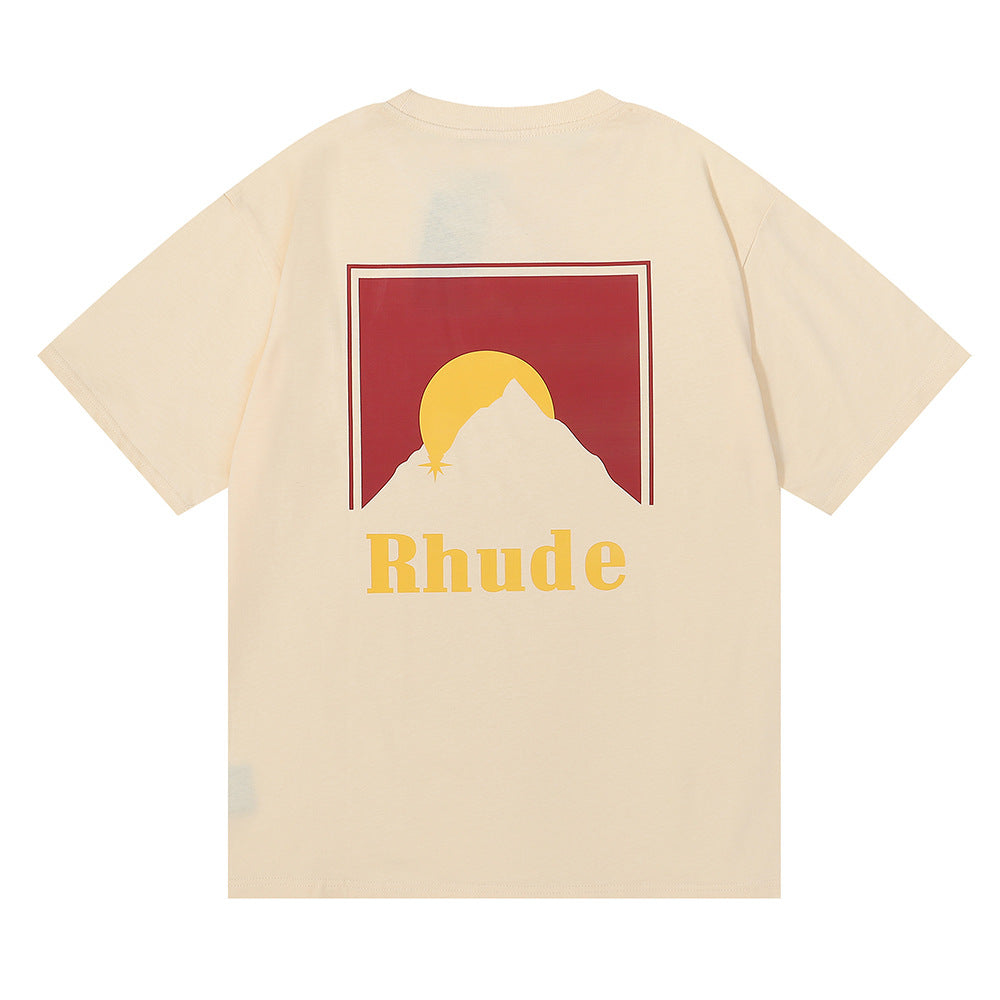 Rhude T-shirt Sunset Design Sense Printed Short Sleeve T-shirt