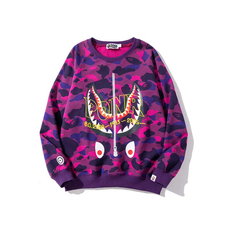Bathing Ape Sweatshirts Spring and Autumn Shark Head Camouflage Pullover Sweater Thin Men and Women