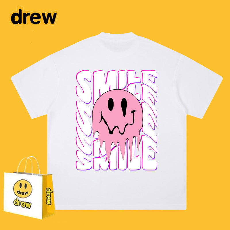 Drew T-shirts Drew Short Sleeve Letter Smiley Face Short