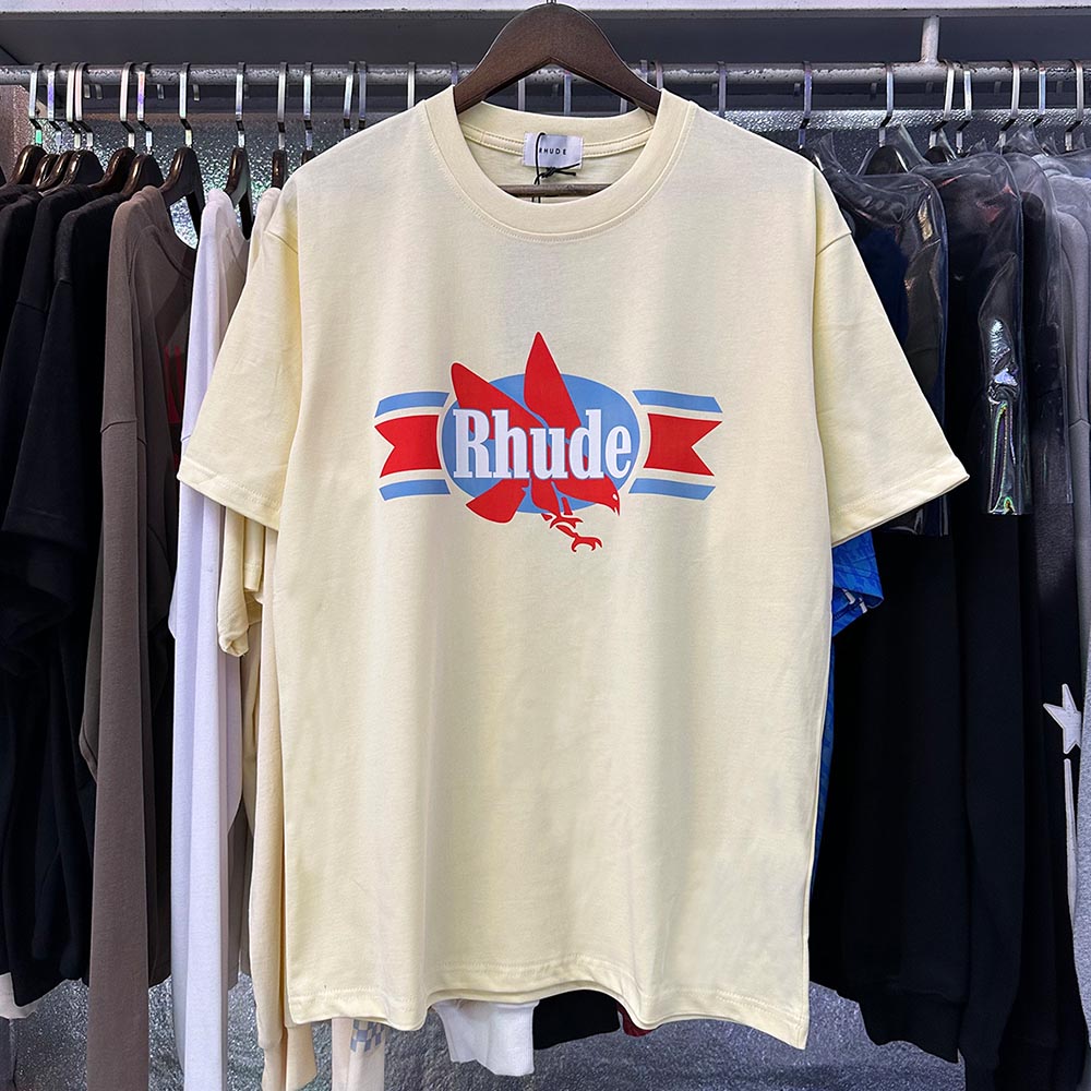 Rhude T-shirts Eagle Print Cotton Casual Short Sleeve Men and Women