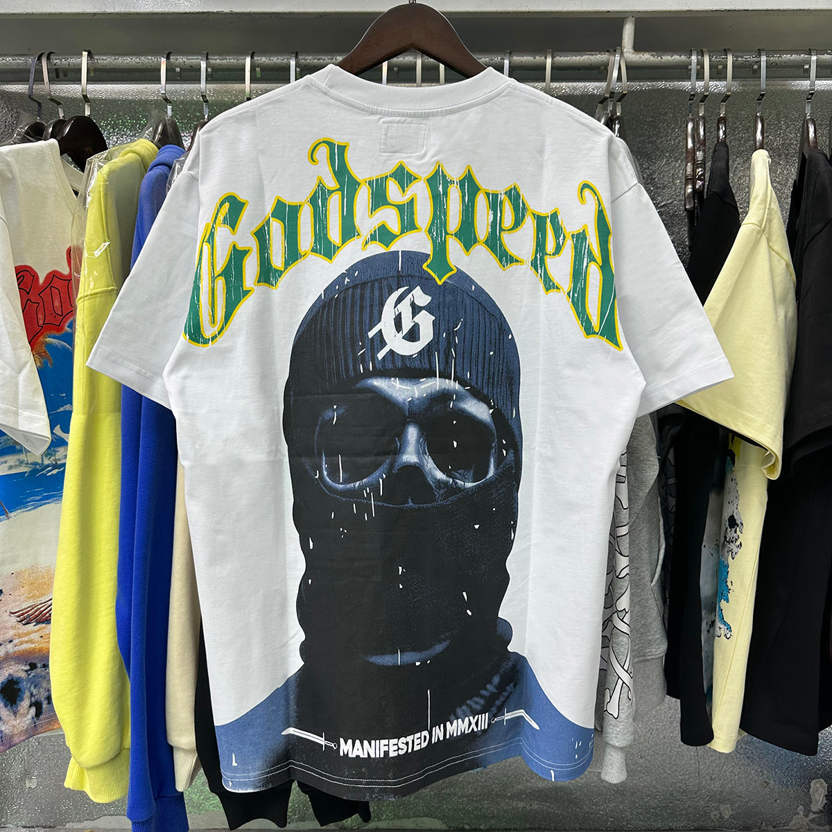Godspeed T-shirts Masked Man Printed Cotton Crew Neck Short Sleeve Men and Women